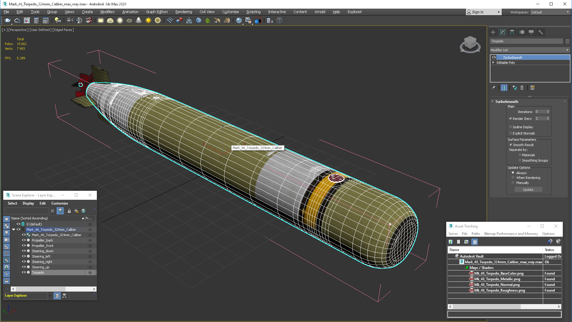 Mark 46 Torpedo 324mm Caliber 3D model