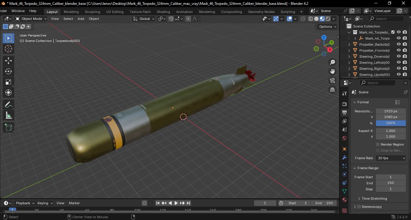 Mark 46 Torpedo 324mm Caliber 3D model
