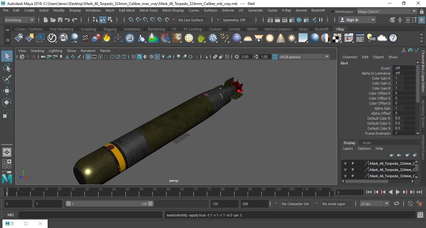 Mark 46 Torpedo 324mm Caliber 3D model