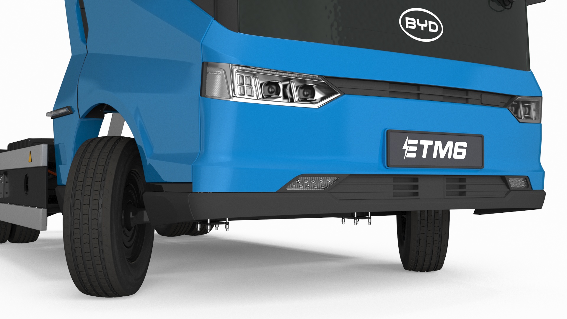 Truck BYD ETM6 Chassis Blue Rigged 3D model