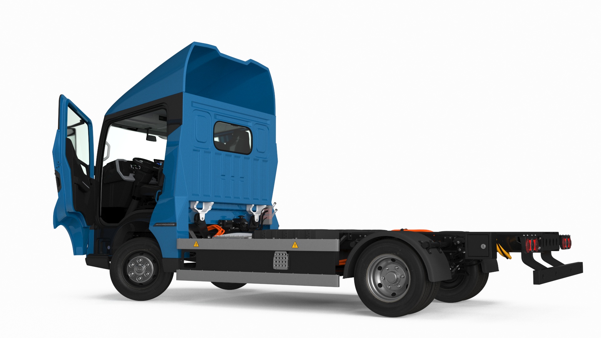 Truck BYD ETM6 Chassis Blue Rigged 3D model
