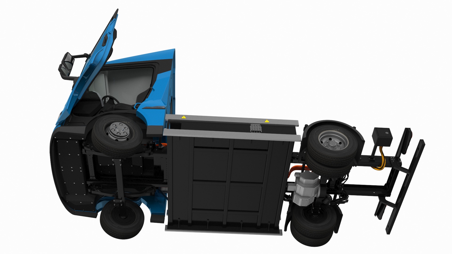 Truck BYD ETM6 Chassis Blue Rigged 3D model