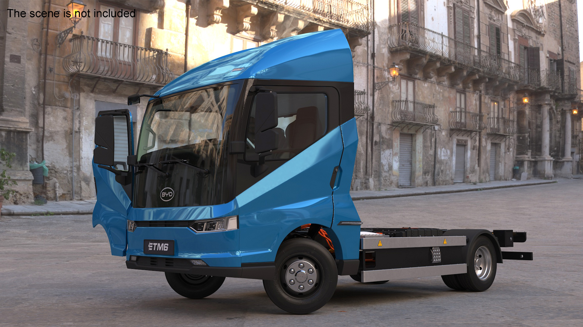 Truck BYD ETM6 Chassis Blue Rigged 3D model