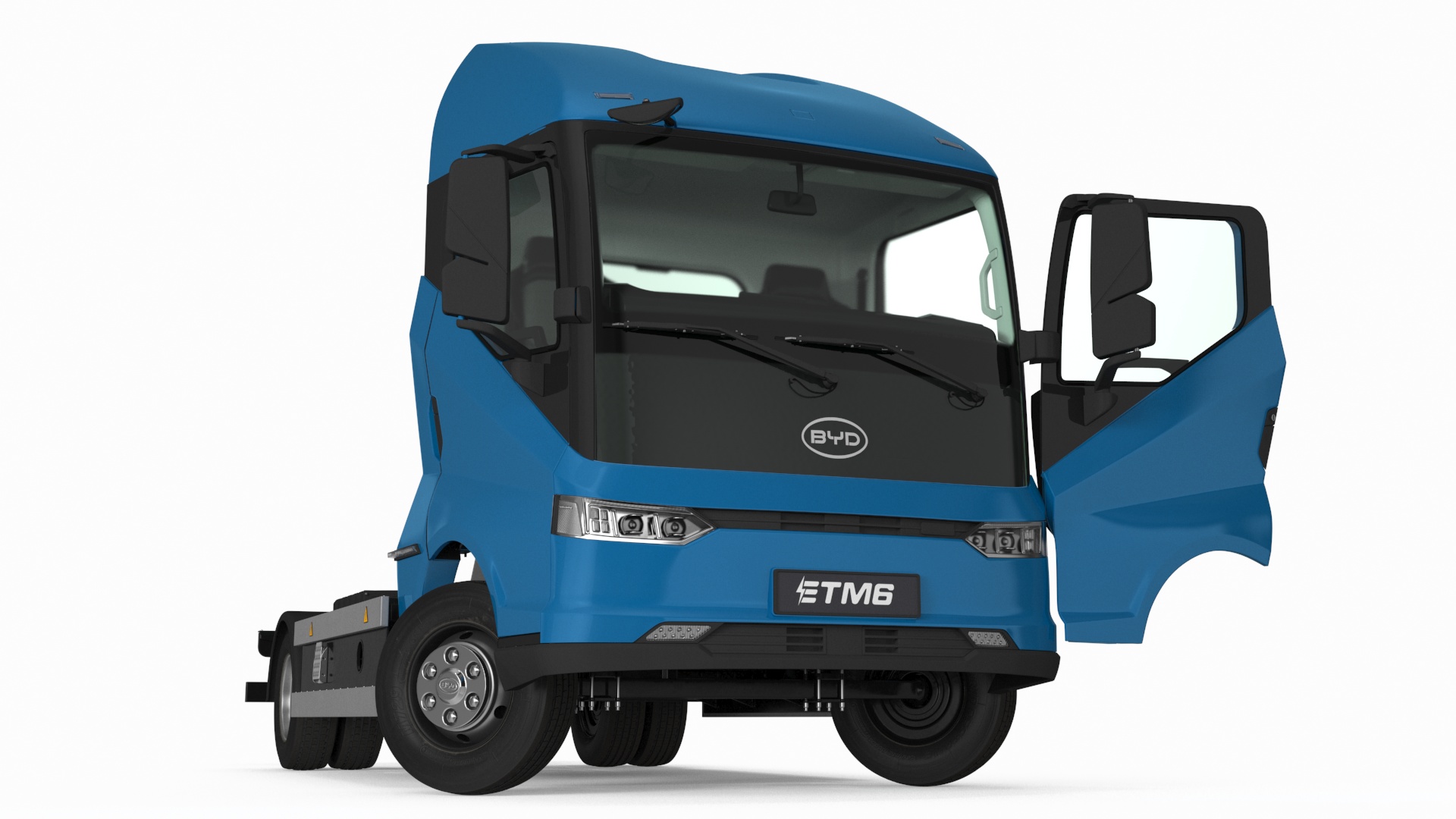 Truck BYD ETM6 Chassis Blue Rigged 3D model