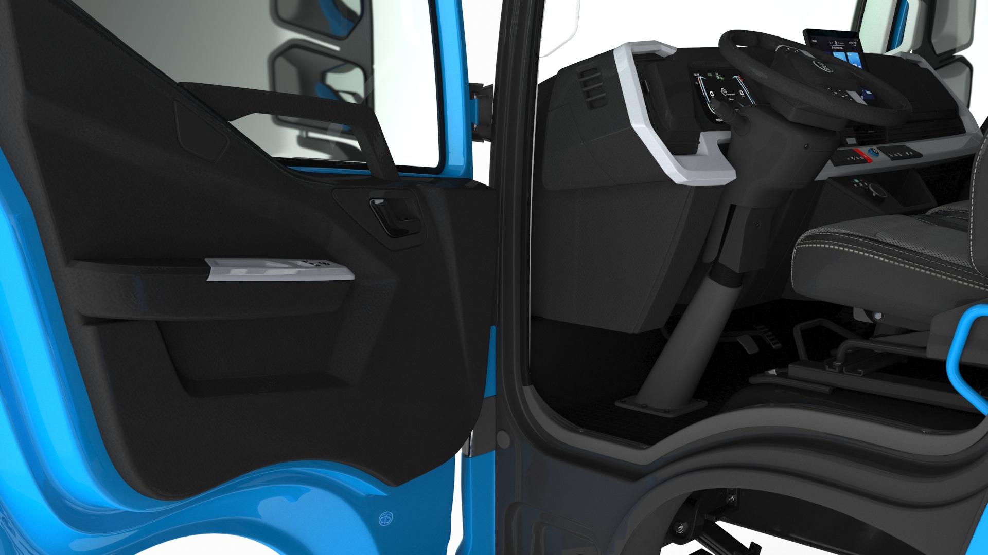 Truck BYD ETM6 Chassis Blue Rigged 3D model