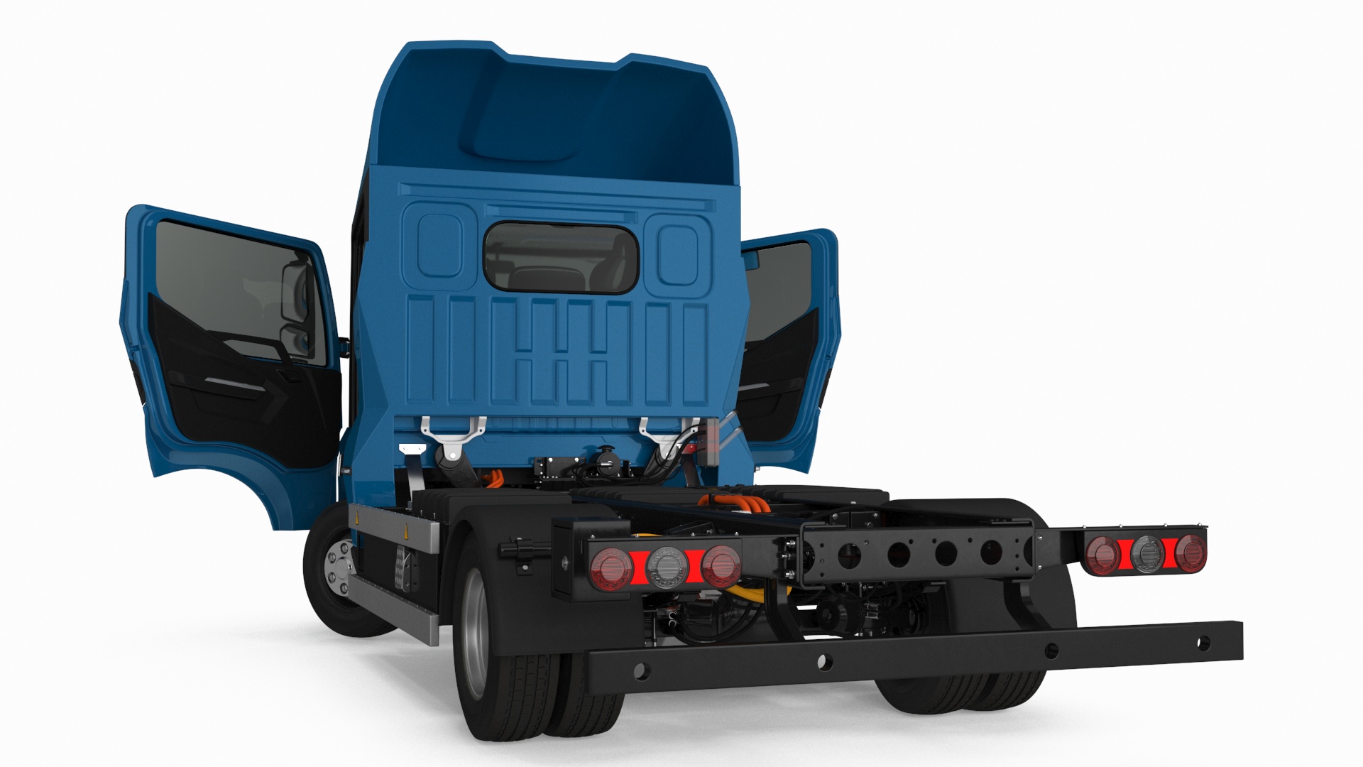 Truck BYD ETM6 Chassis Blue Rigged 3D model