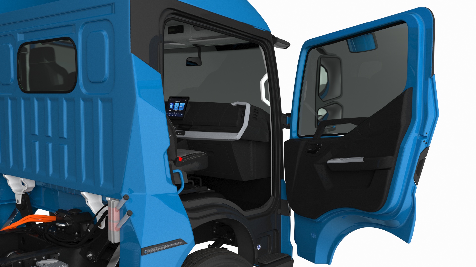 Truck BYD ETM6 Chassis Blue Rigged 3D model