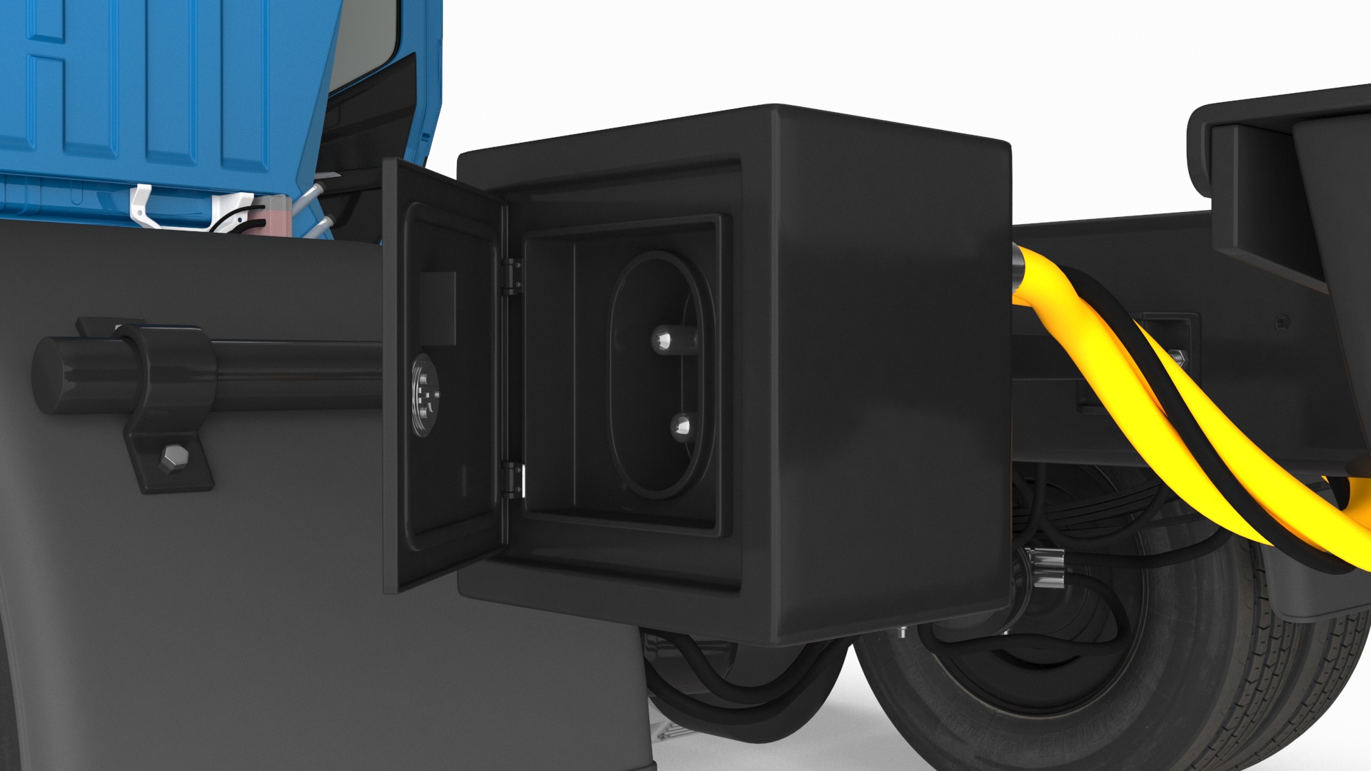 Truck BYD ETM6 Chassis Blue Rigged 3D model