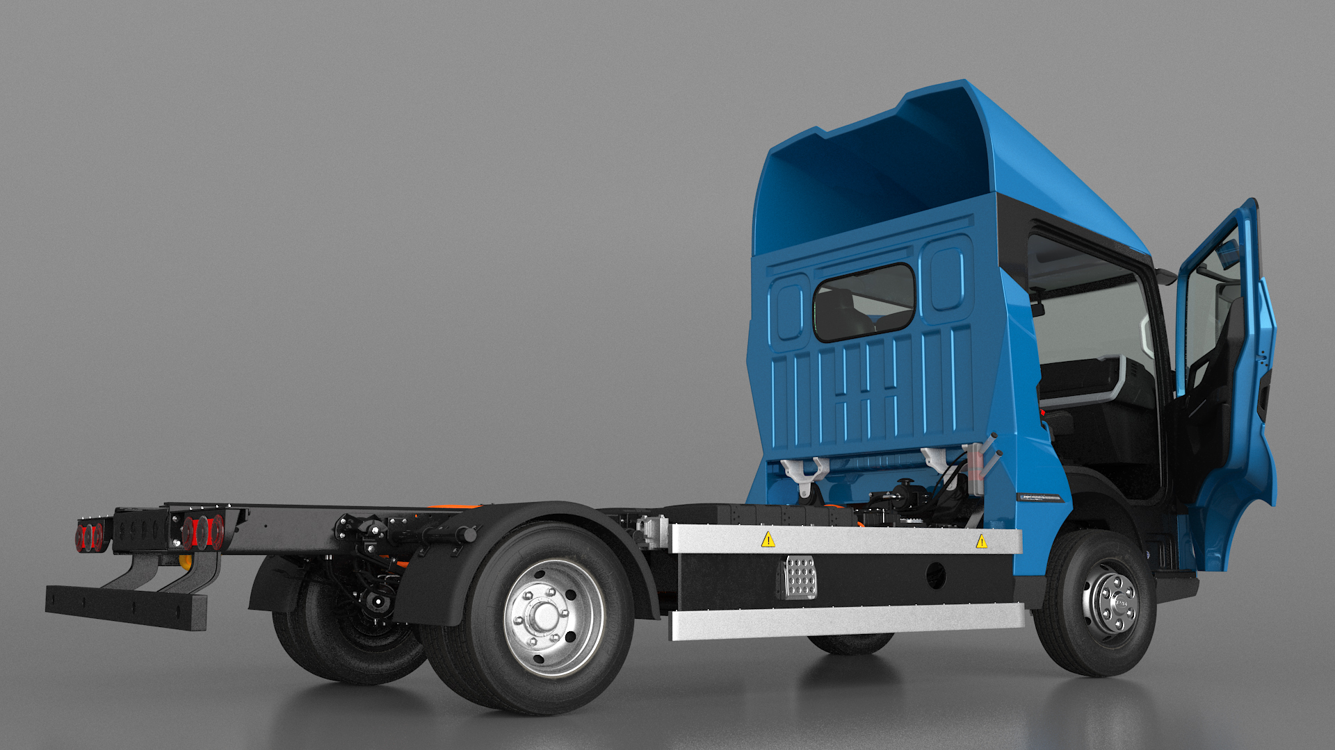 Truck BYD ETM6 Chassis Blue Rigged 3D model