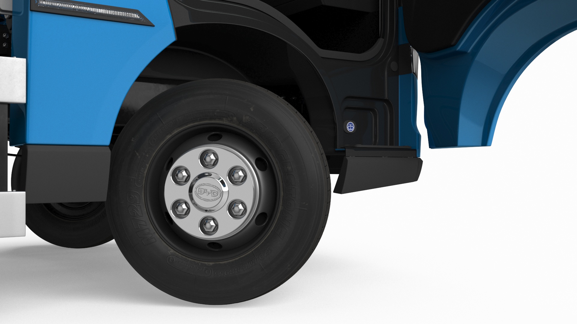 Truck BYD ETM6 Chassis Blue Rigged 3D model