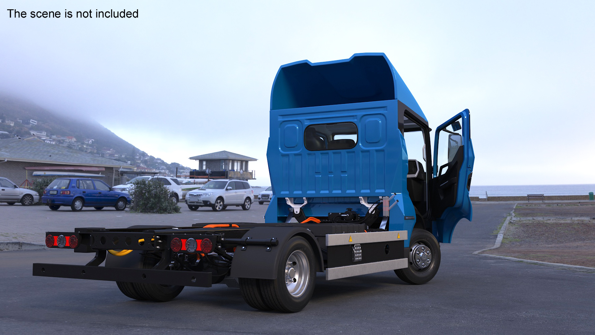 Truck BYD ETM6 Chassis Blue Rigged 3D model