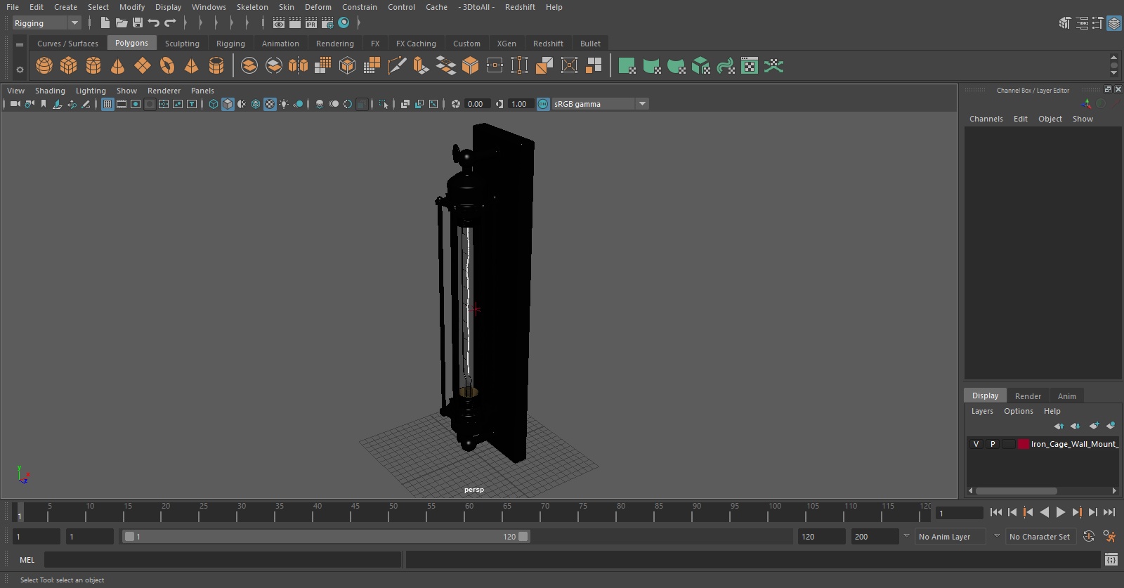Iron Cage Wall Mount Industrial Tube Bulb ON 3D model