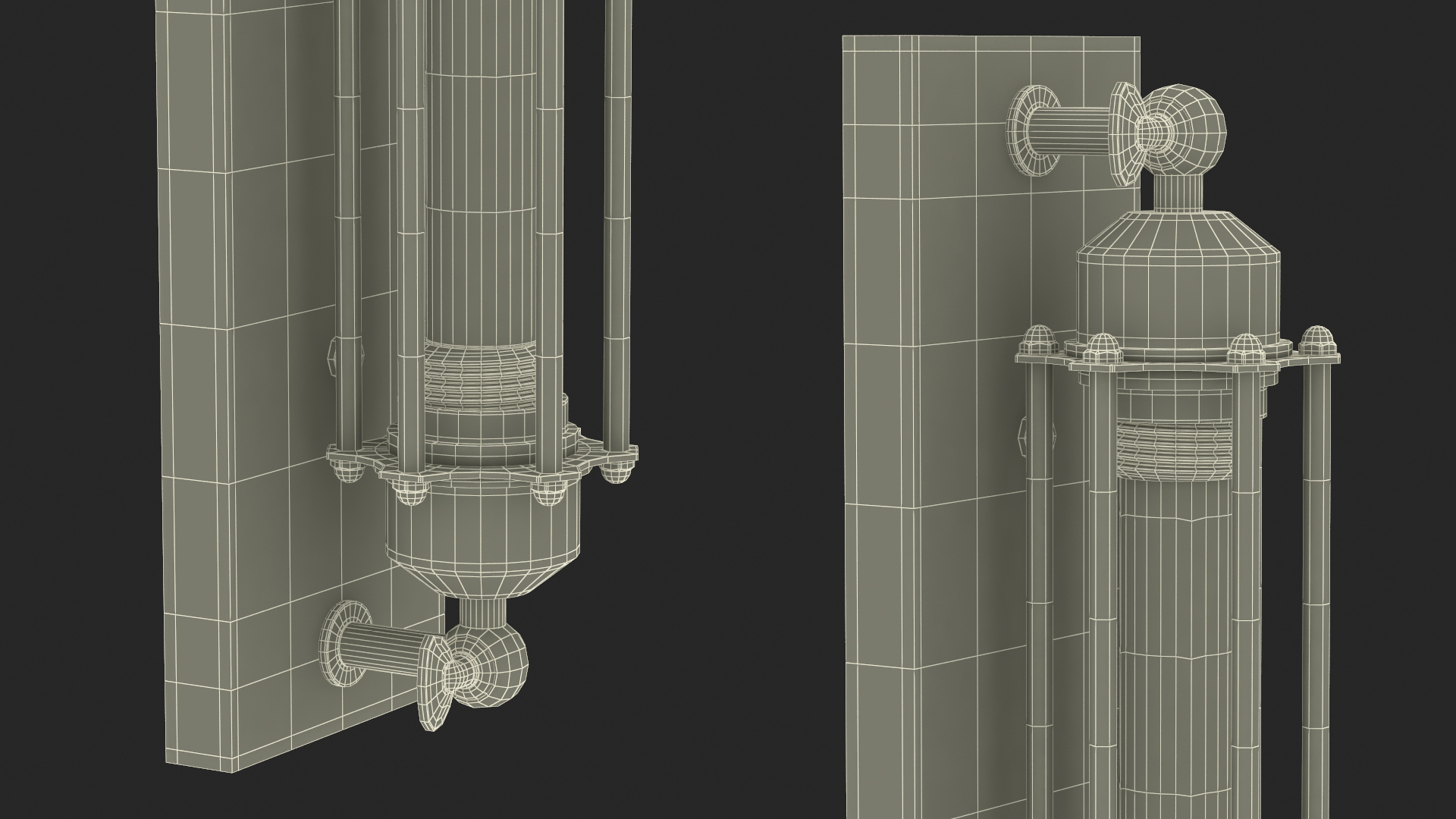 Iron Cage Wall Mount Industrial Tube Bulb ON 3D model