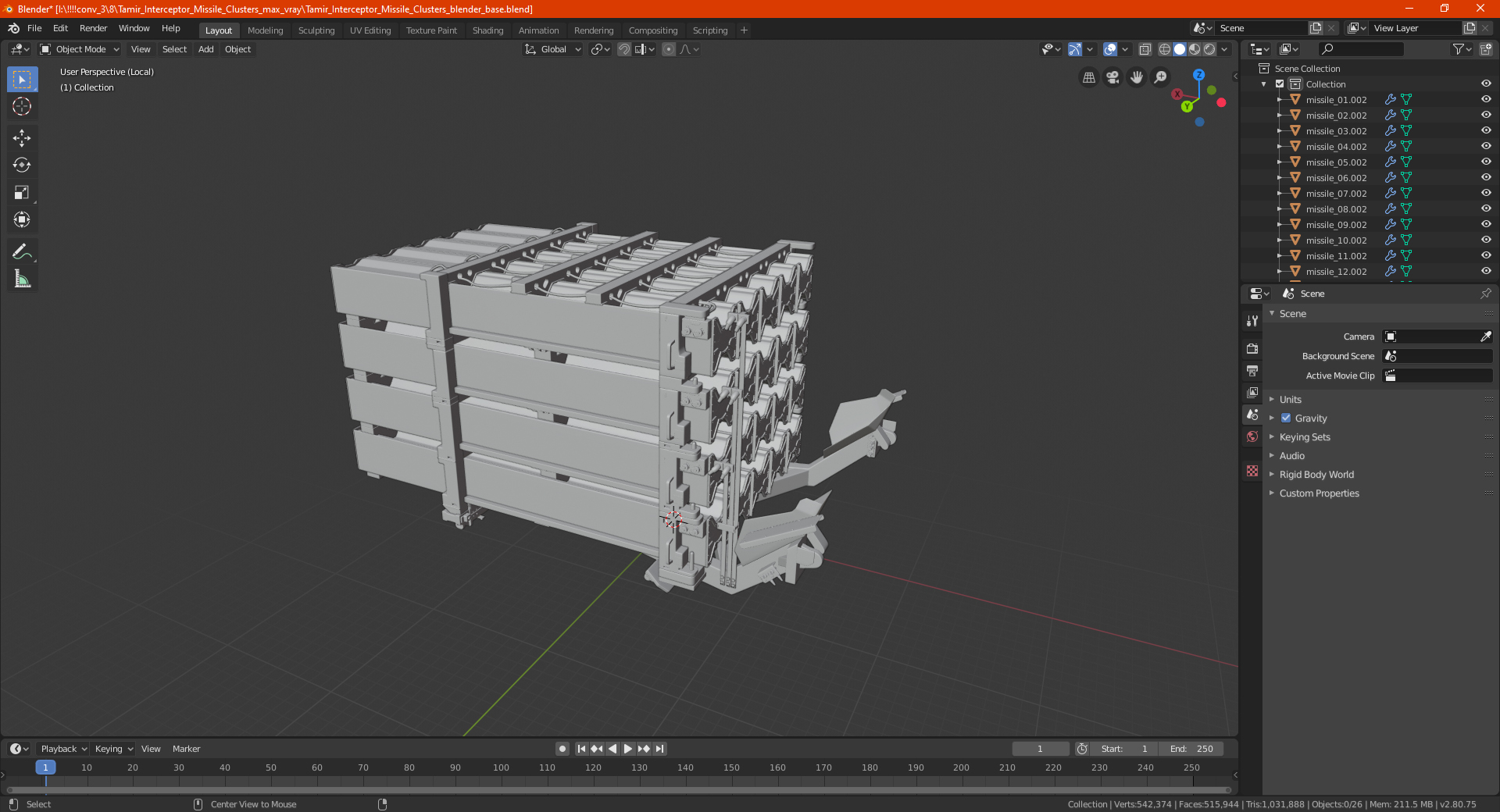 Tamir Interceptor Missile Clusters 3D model