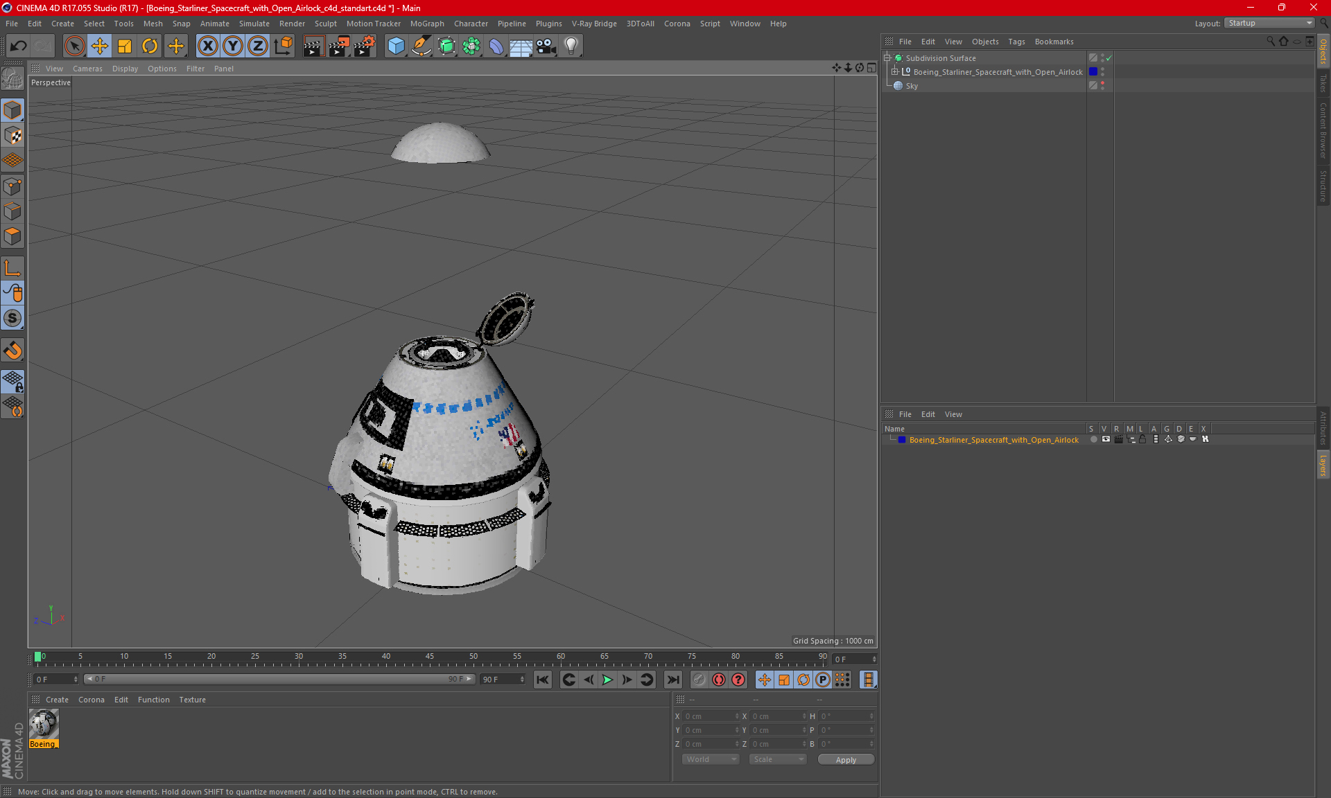 3D model Boeing Starliner Spacecraft with Open Airlock