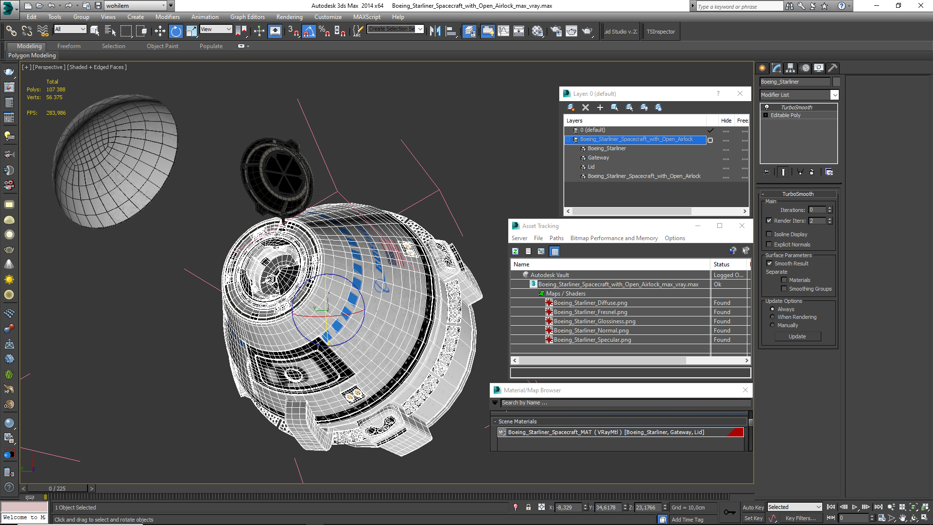 3D model Boeing Starliner Spacecraft with Open Airlock