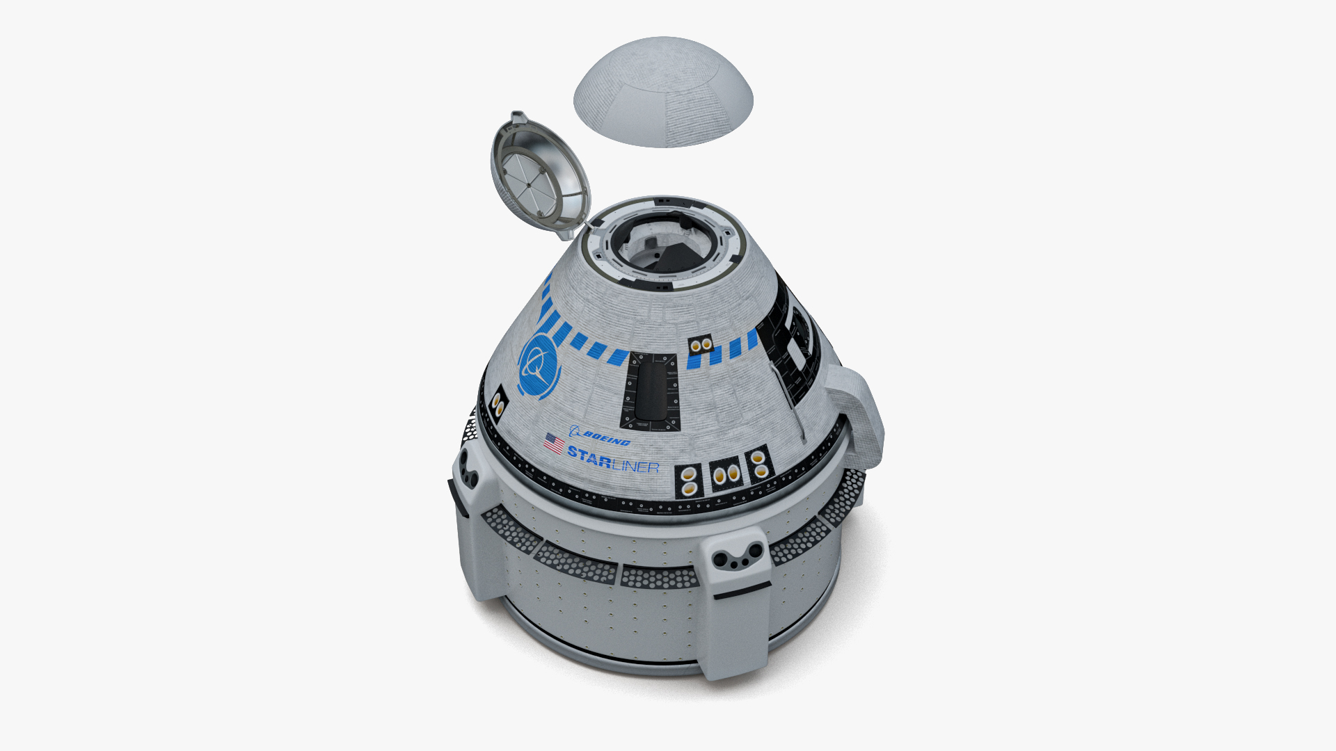 3D model Boeing Starliner Spacecraft with Open Airlock