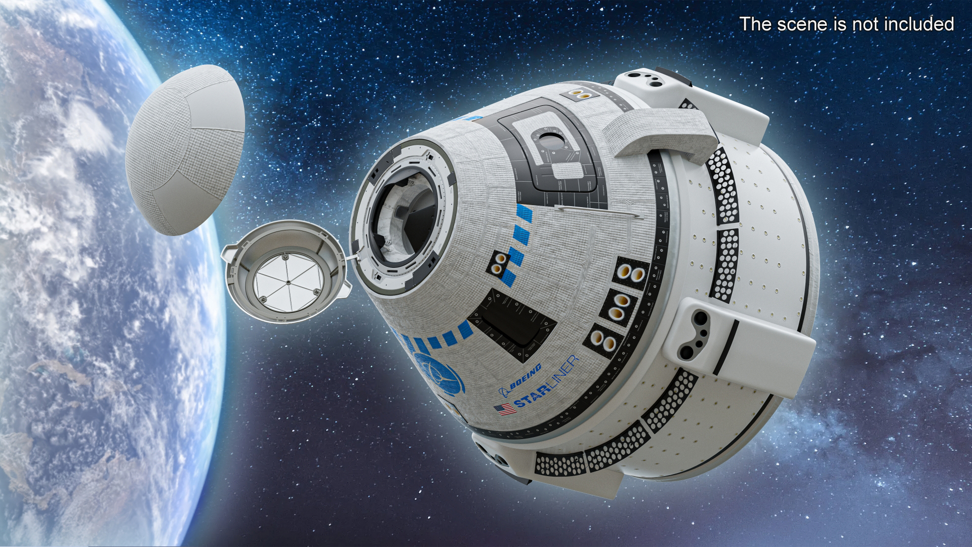 3D model Boeing Starliner Spacecraft with Open Airlock