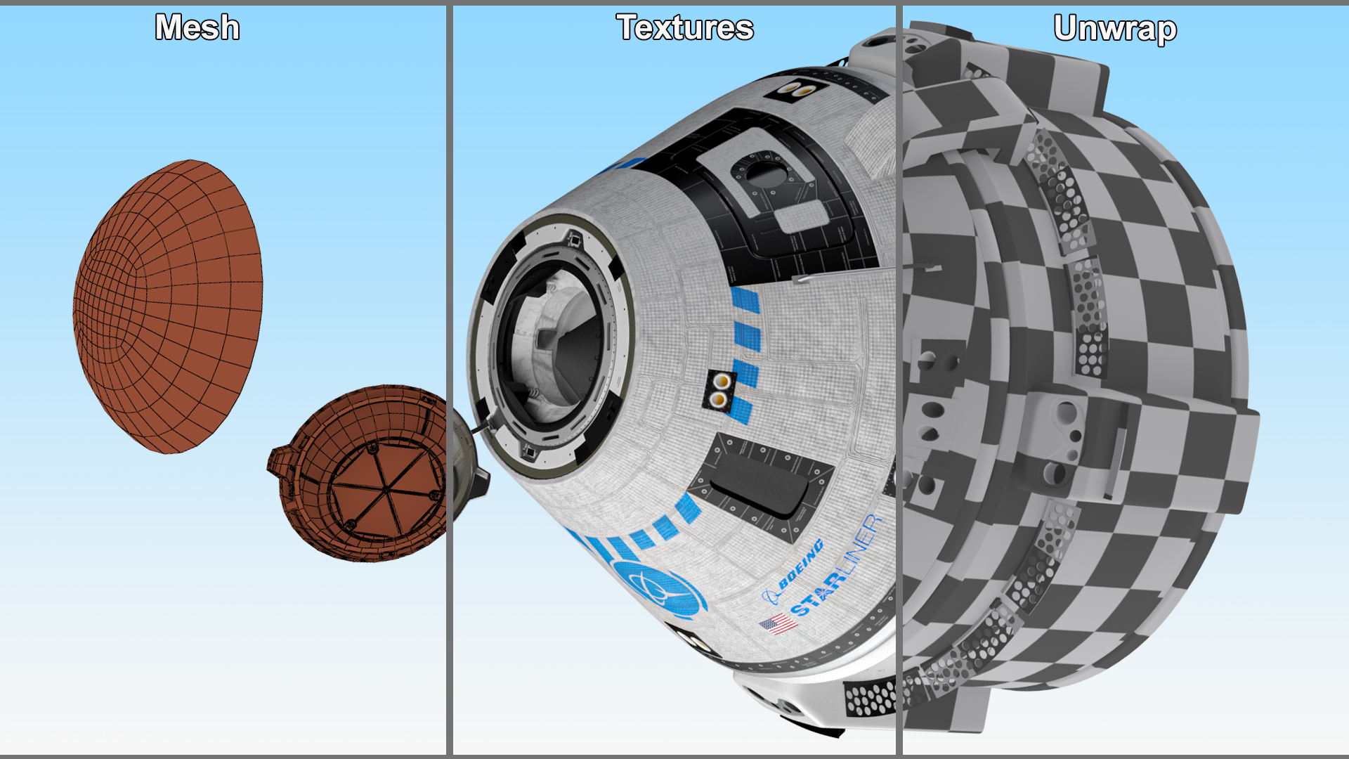 3D model Boeing Starliner Spacecraft with Open Airlock