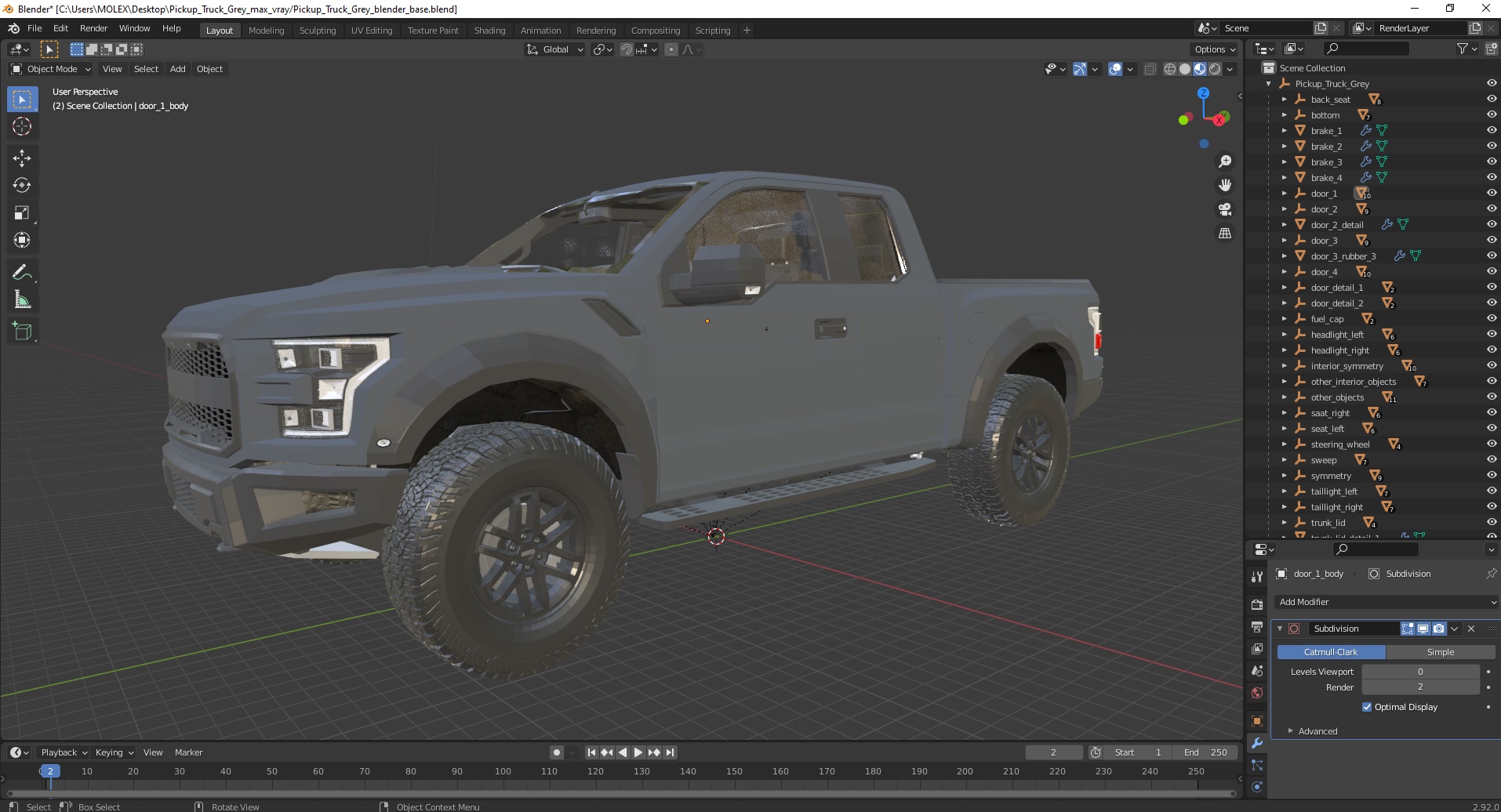 Pickup Truck Grey 3D