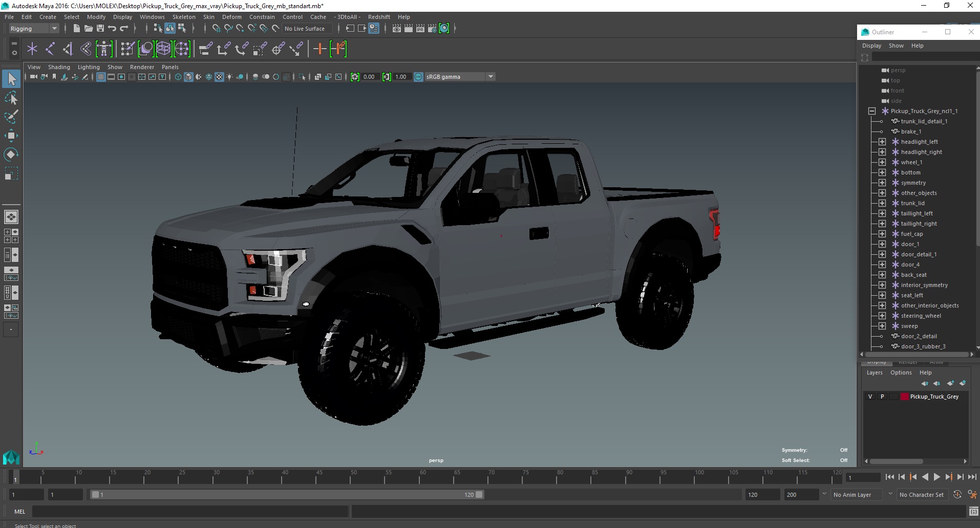 Pickup Truck Grey 3D