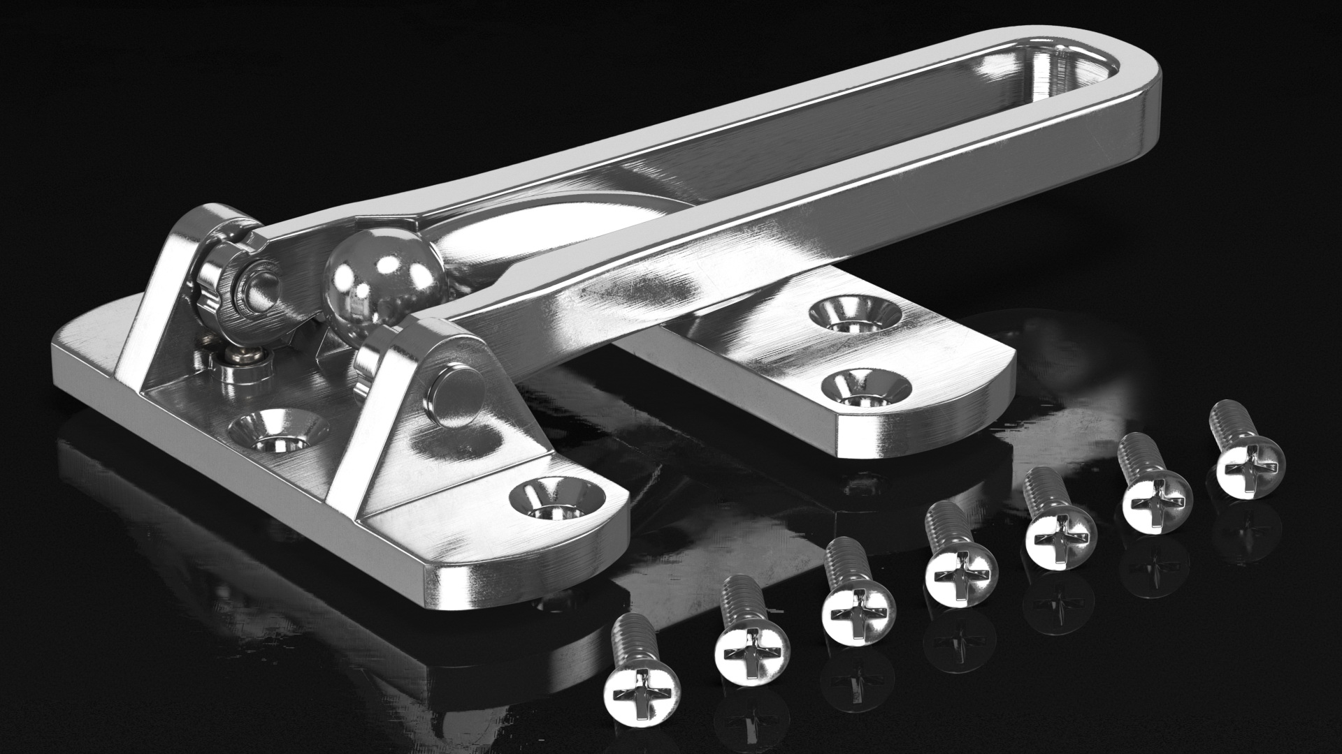 Security Door Latch Guard Silver 3D