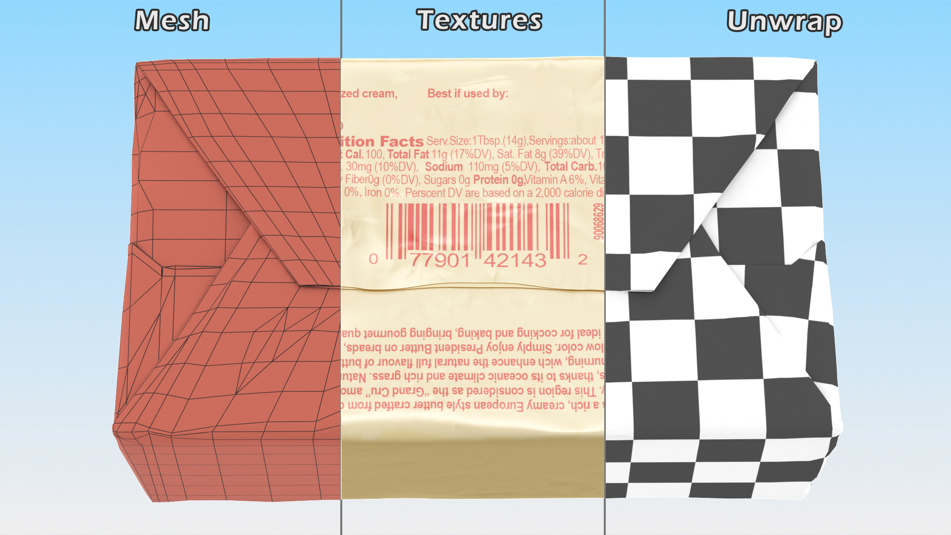 3D Stick of Wrapped Butter model