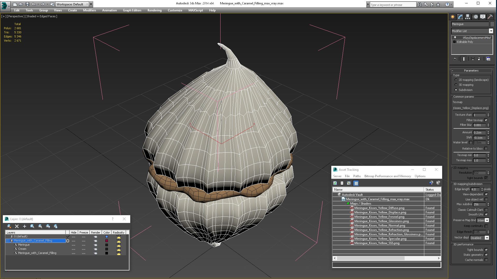 Meringue with Caramel Filling 3D model