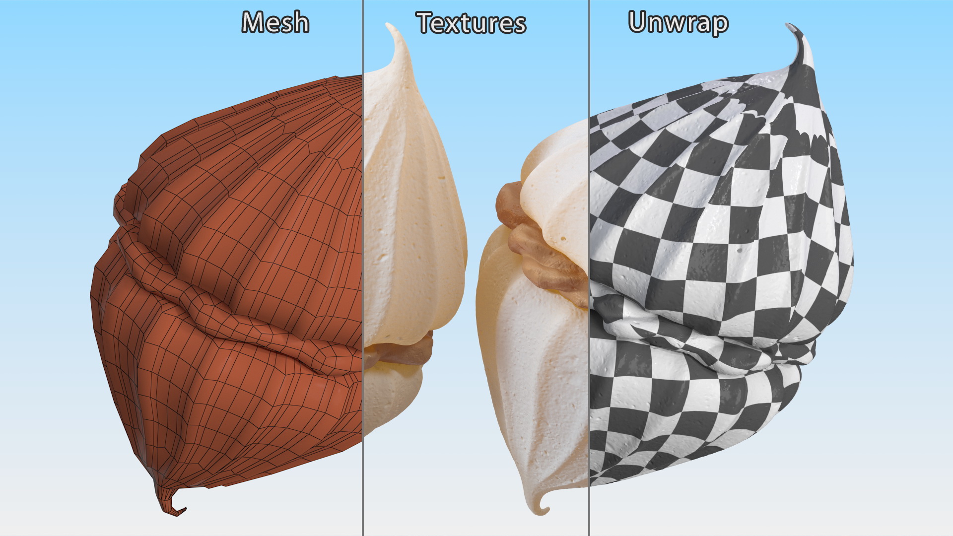 Meringue with Caramel Filling 3D model