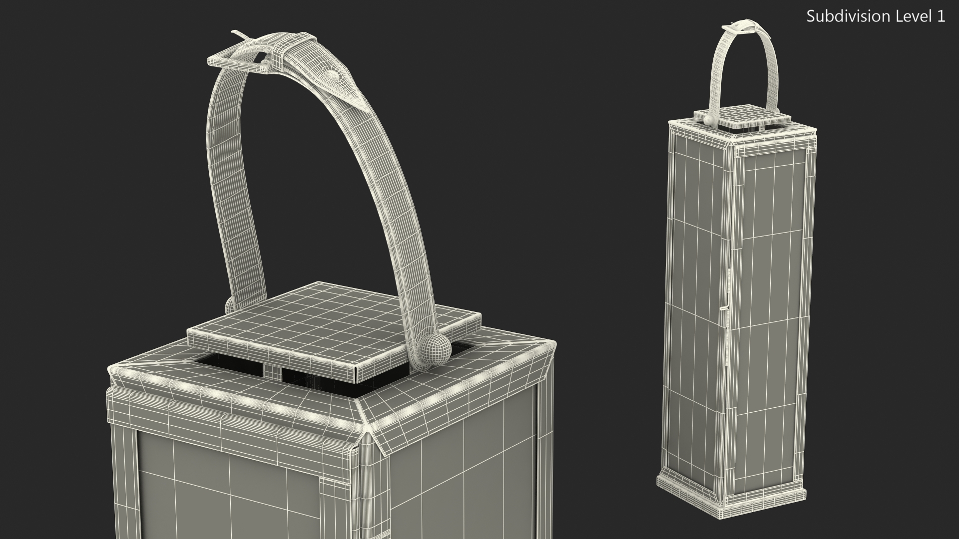 3D model Large Aluminium and Glass Lantern with Handle