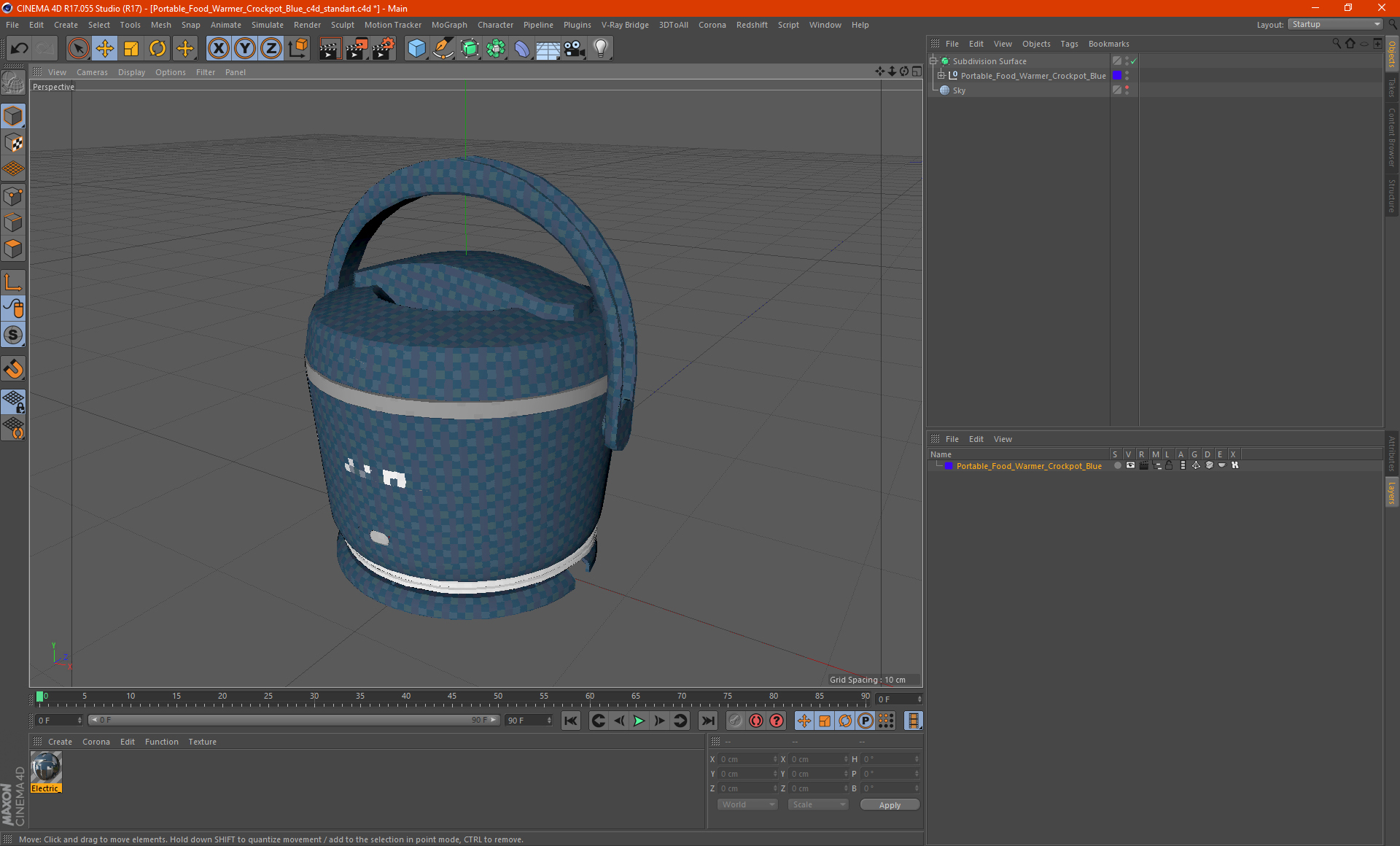 Portable Food Warmer Crockpot Blue 3D model