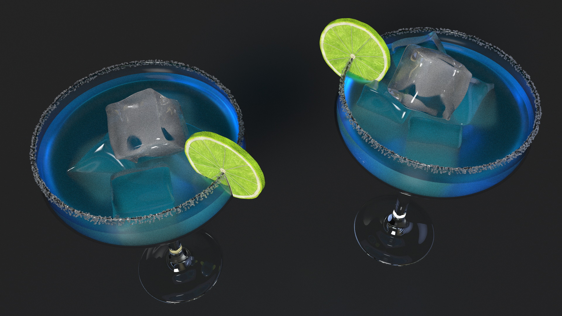 3D Blue Margarita Cocktail model