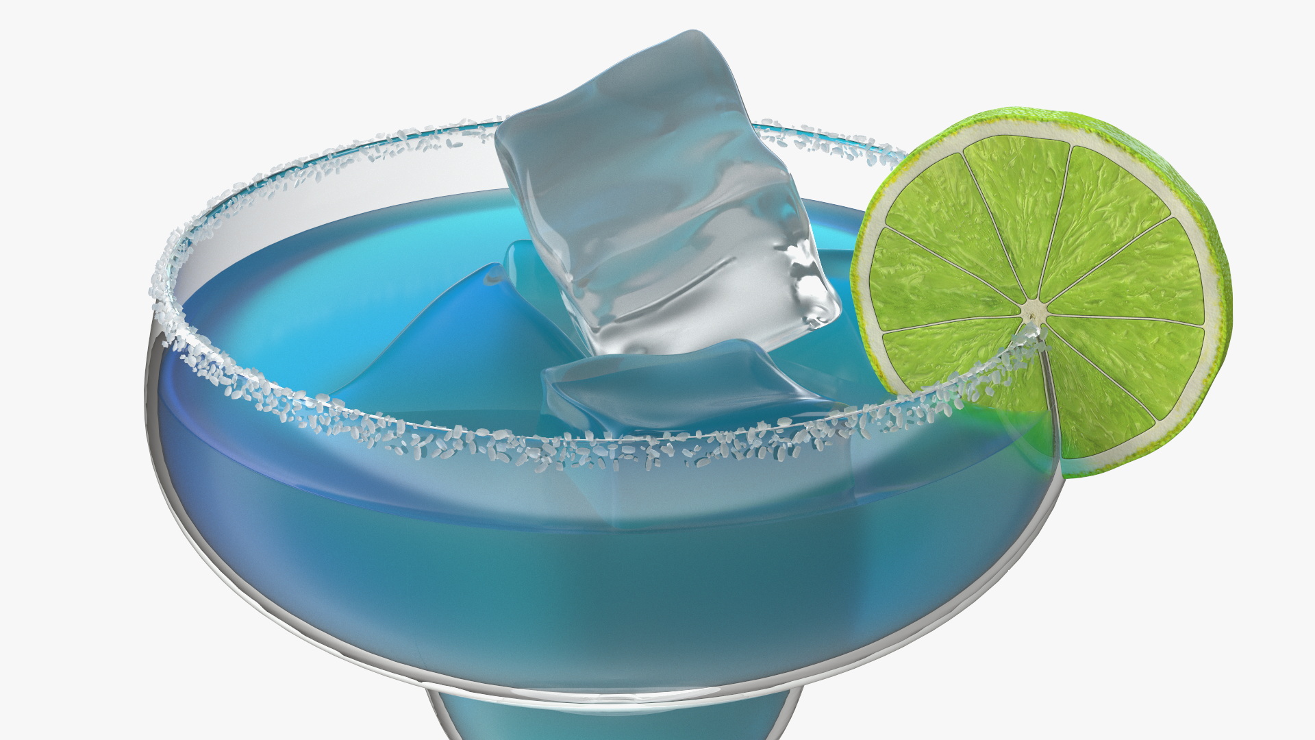3D Blue Margarita Cocktail model