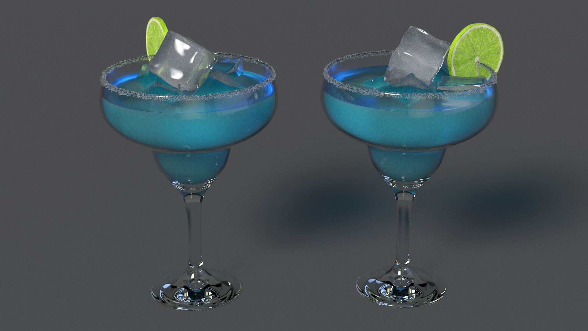 3D Blue Margarita Cocktail model