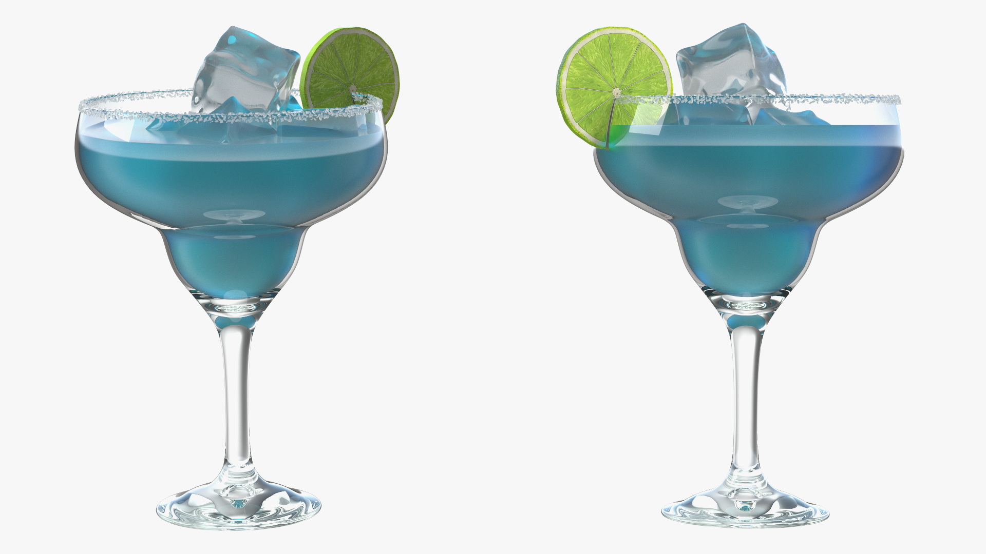 3D Blue Margarita Cocktail model