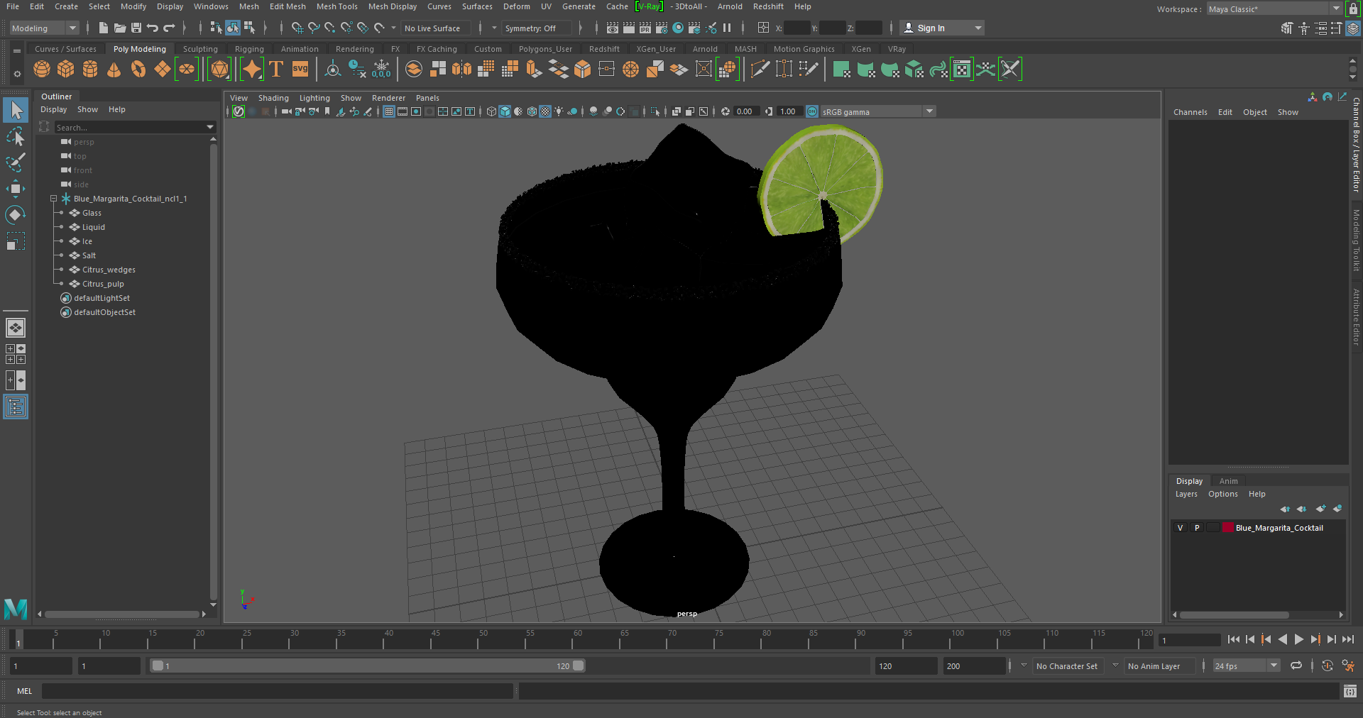 3D Blue Margarita Cocktail model