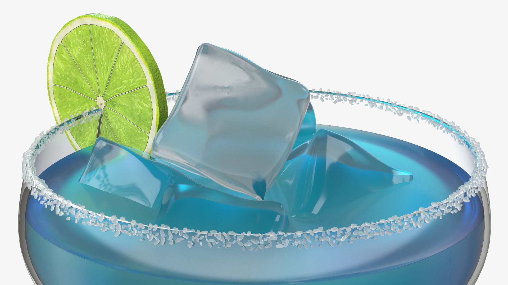3D Blue Margarita Cocktail model