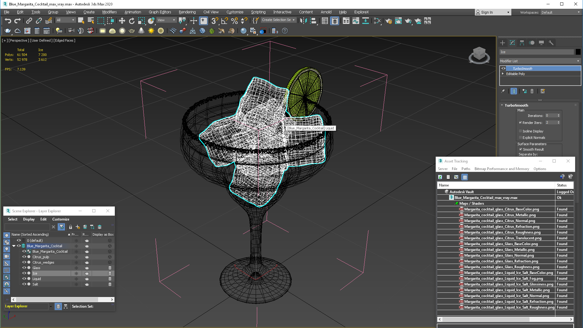 3D Blue Margarita Cocktail model