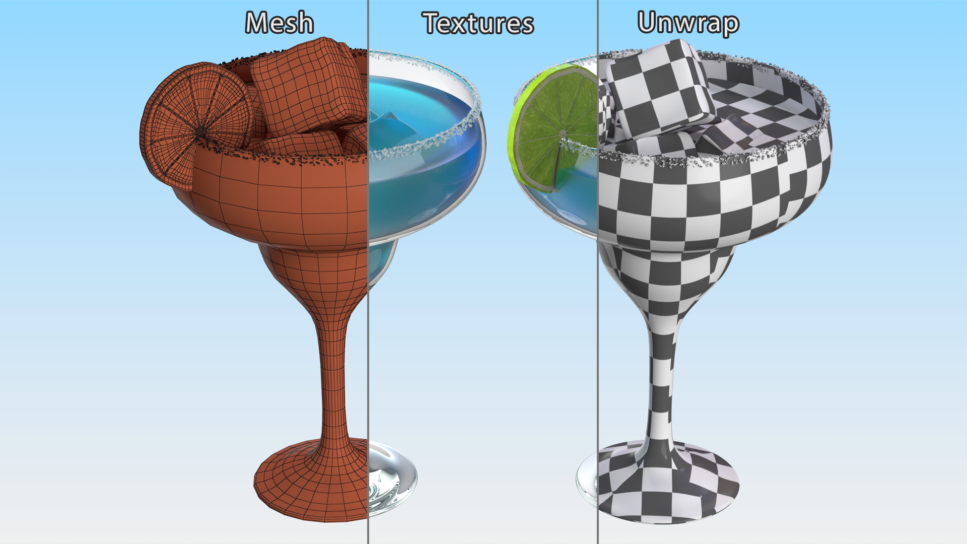 3D Blue Margarita Cocktail model