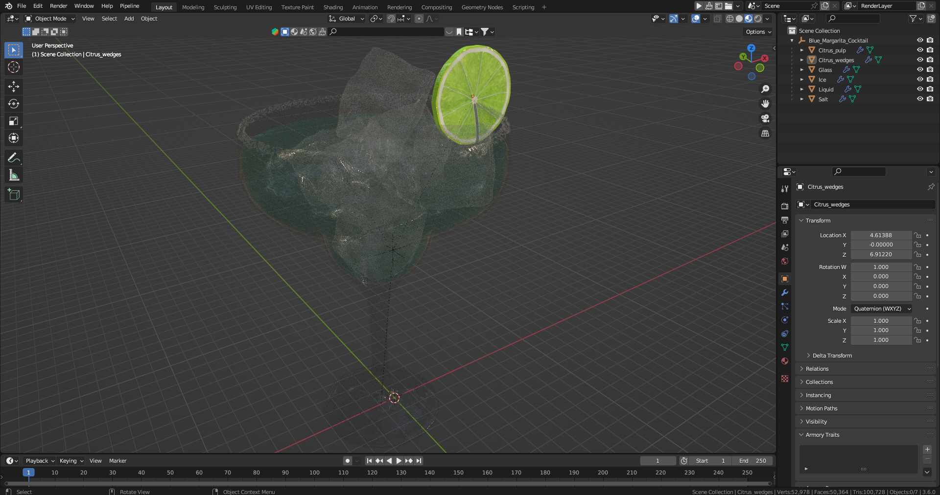 3D Blue Margarita Cocktail model
