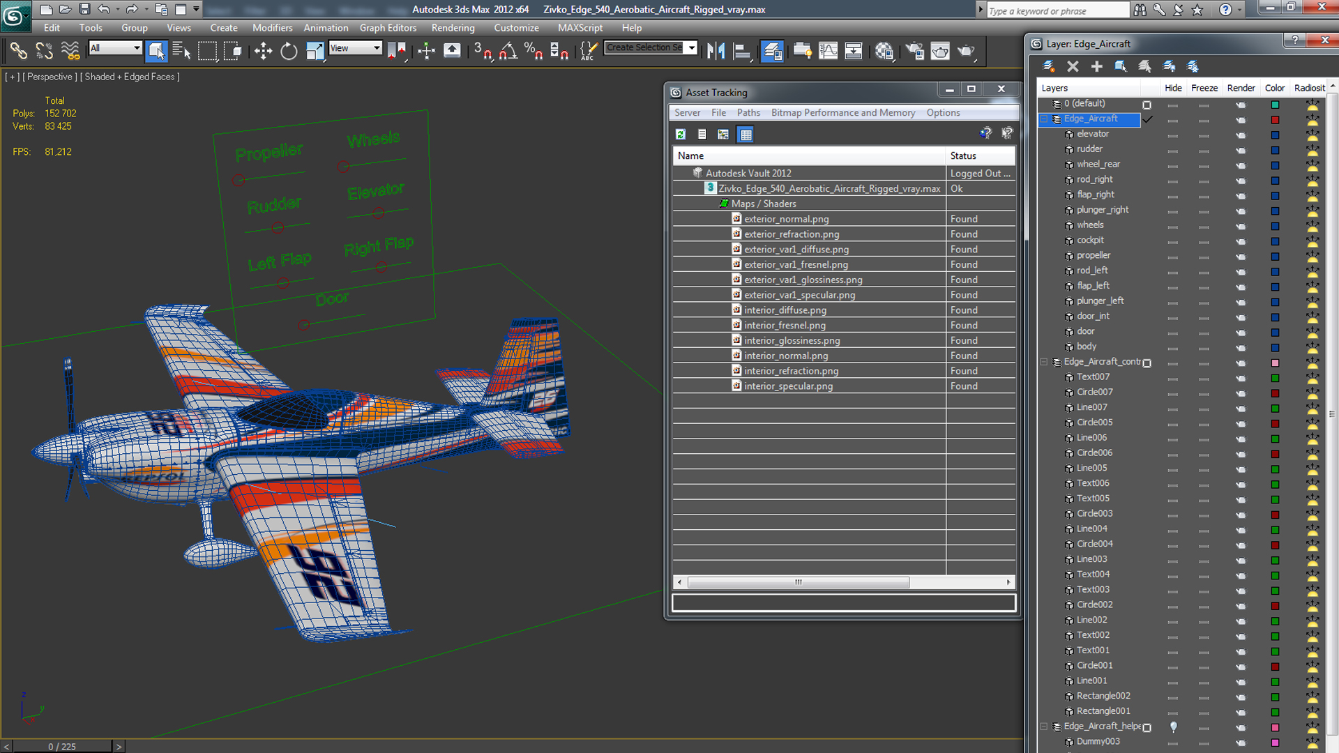 3D model Zivko Edge 540 Aerobatic Aircraft Rigged