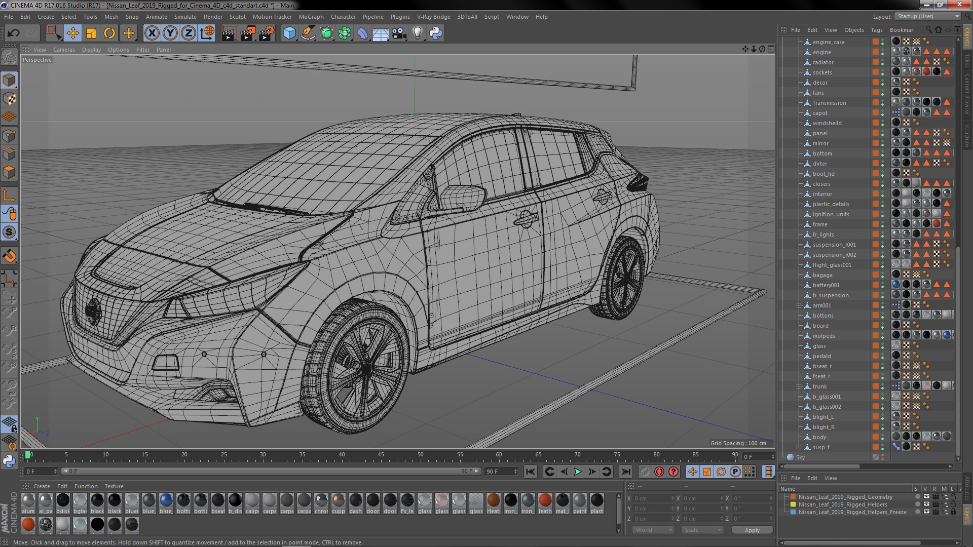 Nissan Leaf 2019 Rigged for Cinema 4D 3D