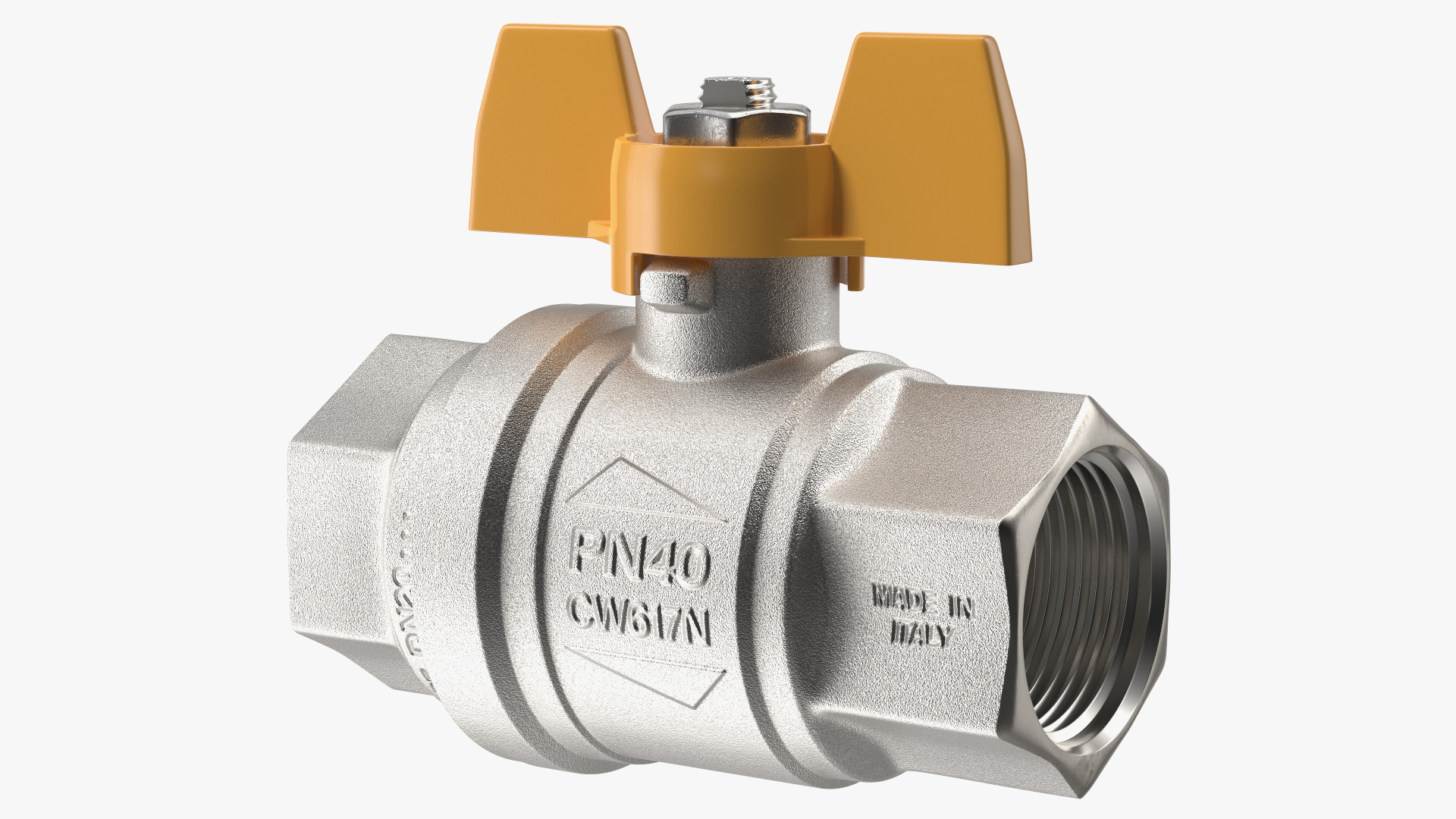 Ball Valve with Yellow Butterfly Handle 3D model
