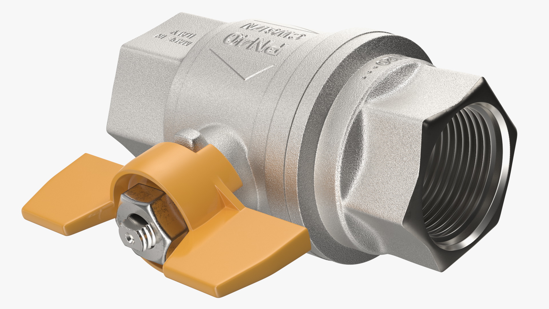 Ball Valve with Yellow Butterfly Handle 3D model