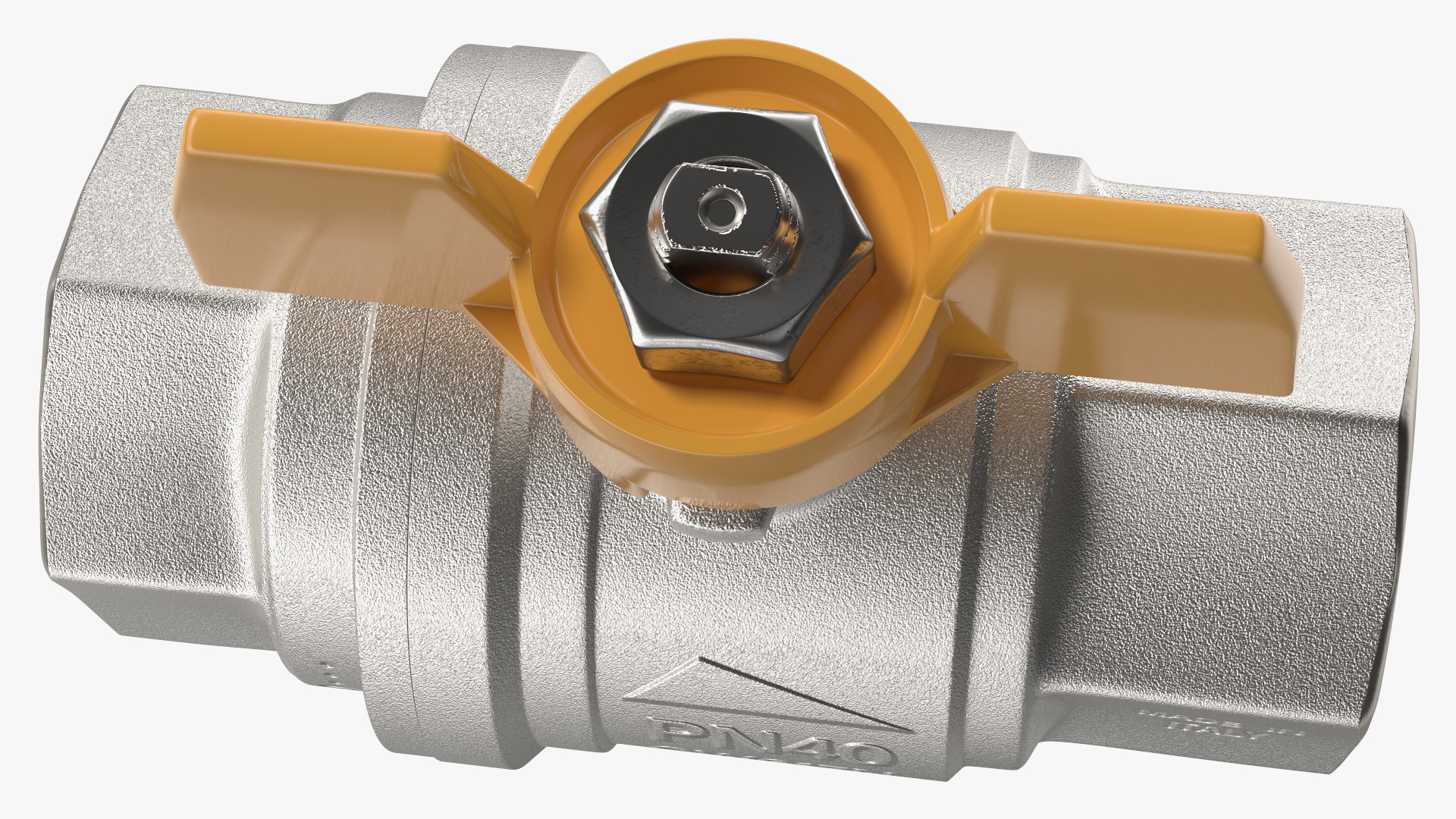Ball Valve with Yellow Butterfly Handle 3D model