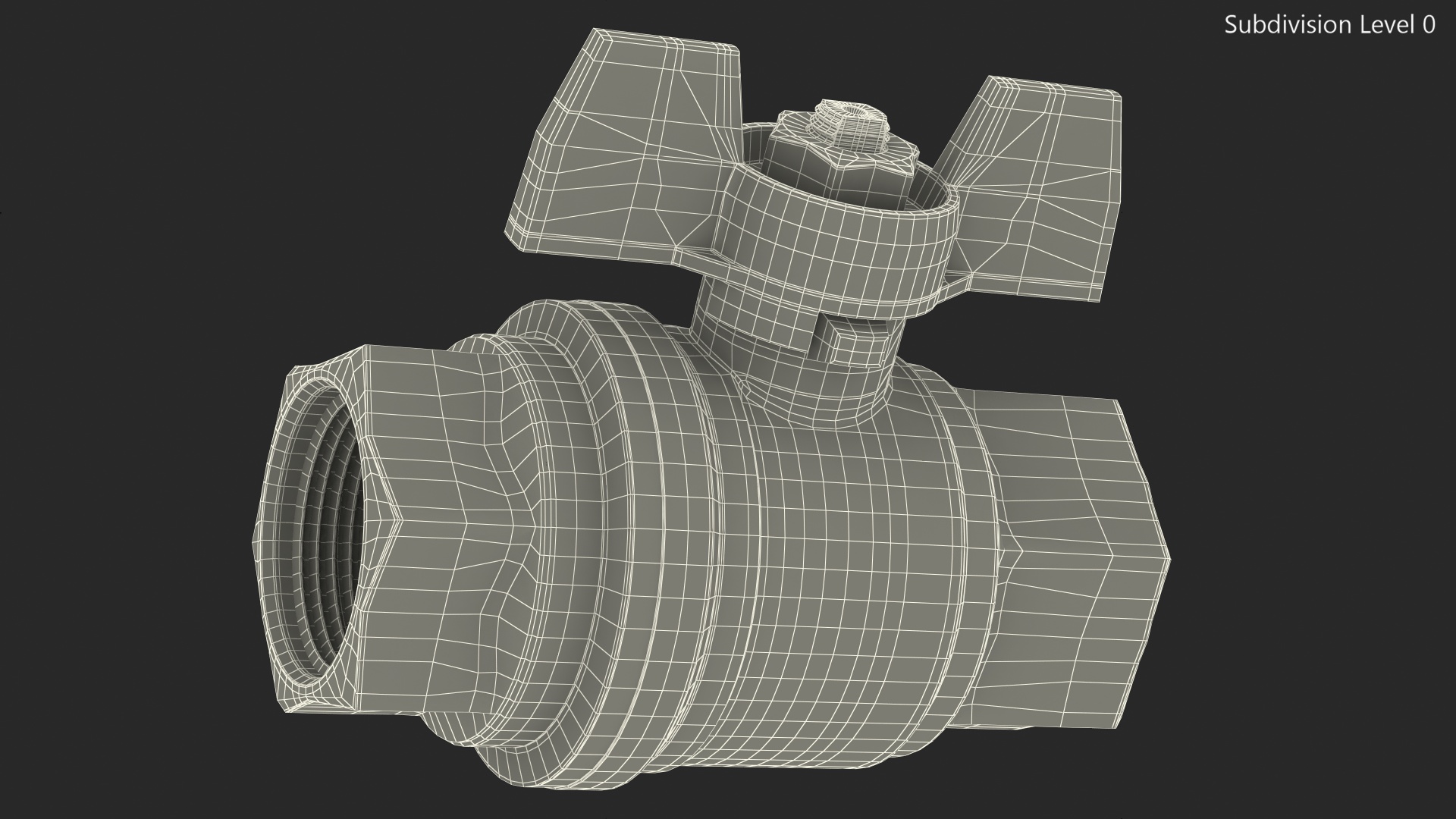 Ball Valve with Yellow Butterfly Handle 3D model