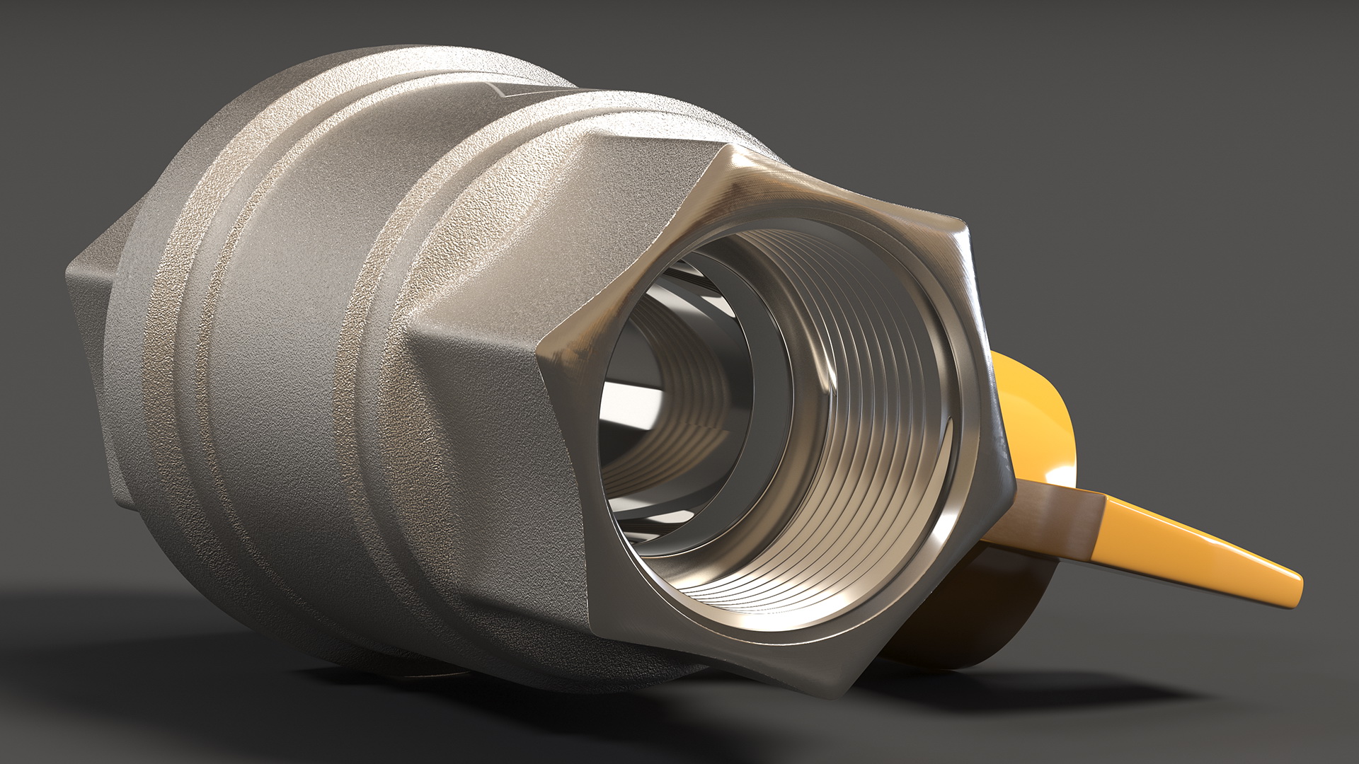 Ball Valve with Yellow Butterfly Handle 3D model