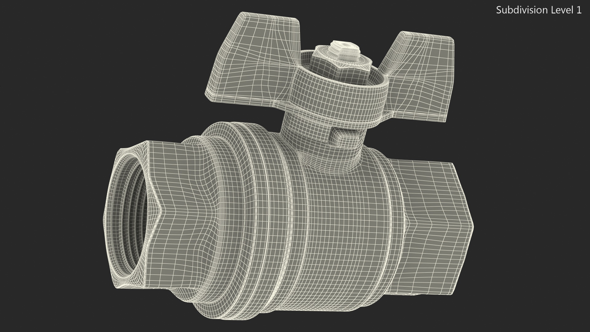 Ball Valve with Yellow Butterfly Handle 3D model