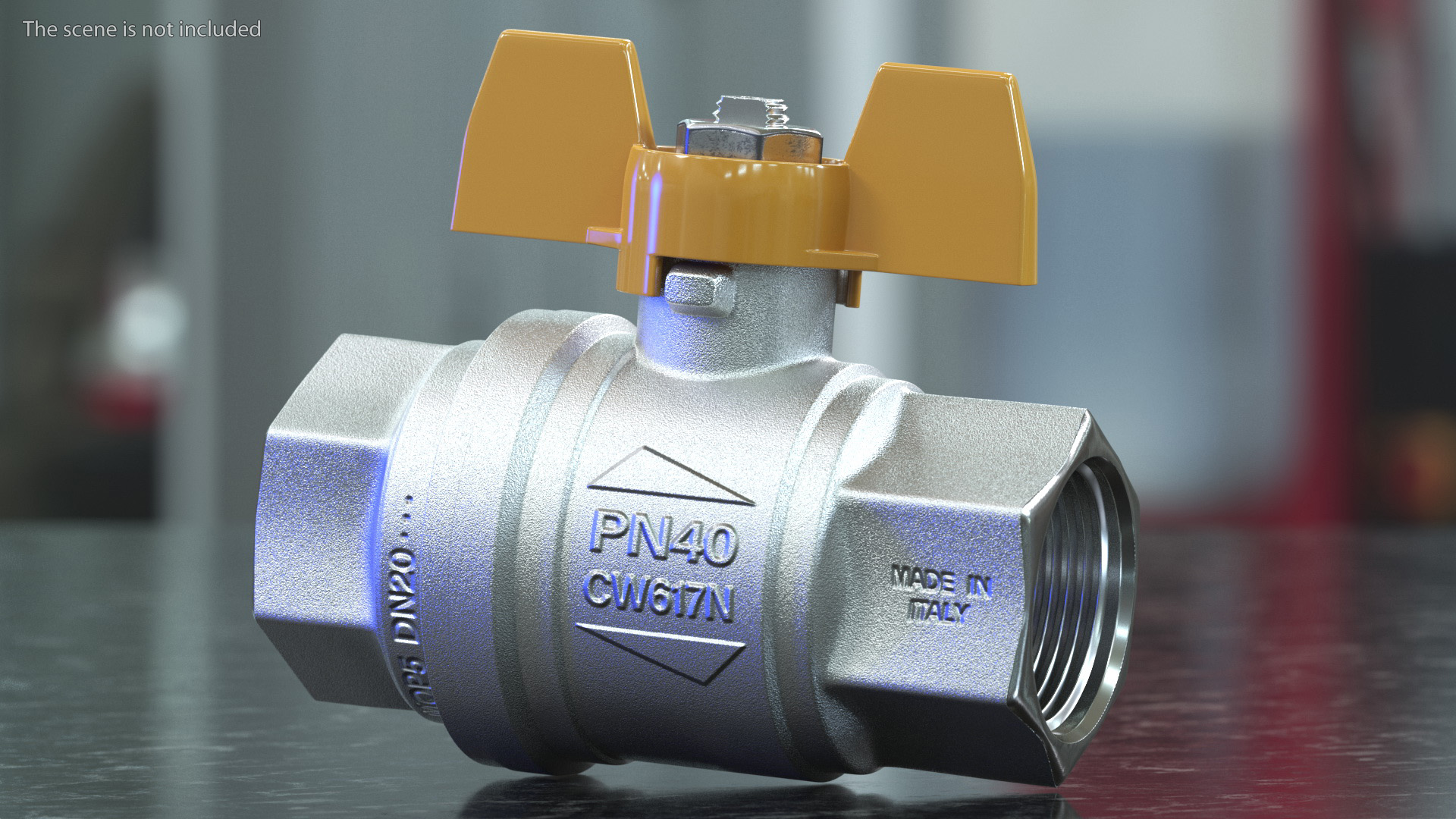 Ball Valve with Yellow Butterfly Handle 3D model