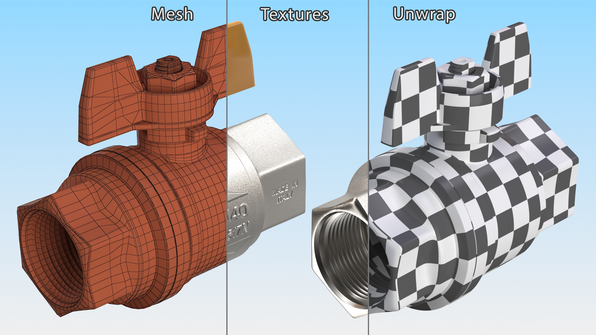 Ball Valve with Yellow Butterfly Handle 3D model